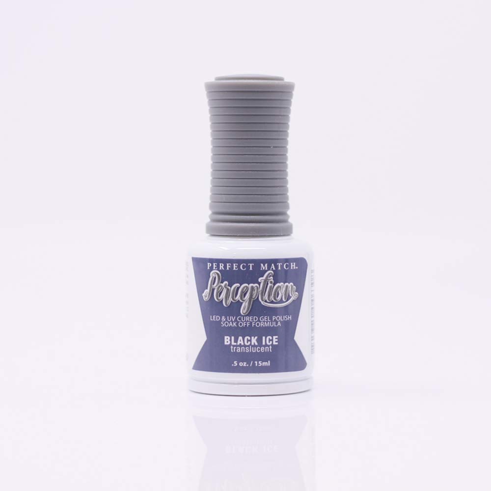 Perception LED & UV Cured Gel Polish Soak Off Formula Black Ice Translucent Gel Nail Polish 15ml TGP12