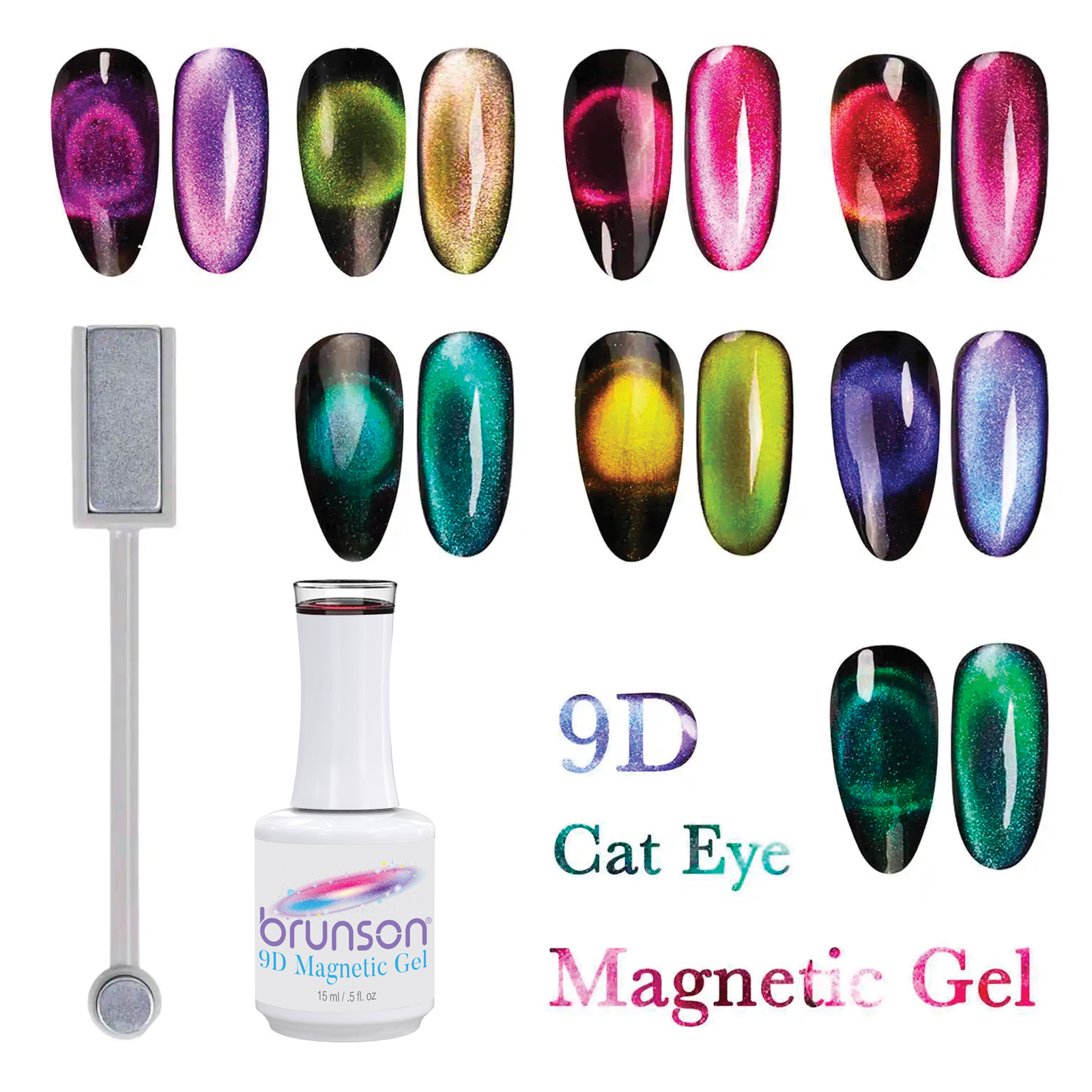 9D Magnet Cat Eyes Gel Nail Polish New Art UV LED Polish Primer Soak Gel Lacquer Colored Cat Eye Gel Gelish Nail Art Set9DCAT