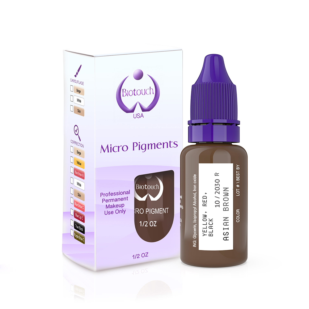 Microblading Pigment Asian Brown 1/2 Oz - Biotouch Microblading Hair Stroke Color MBAB