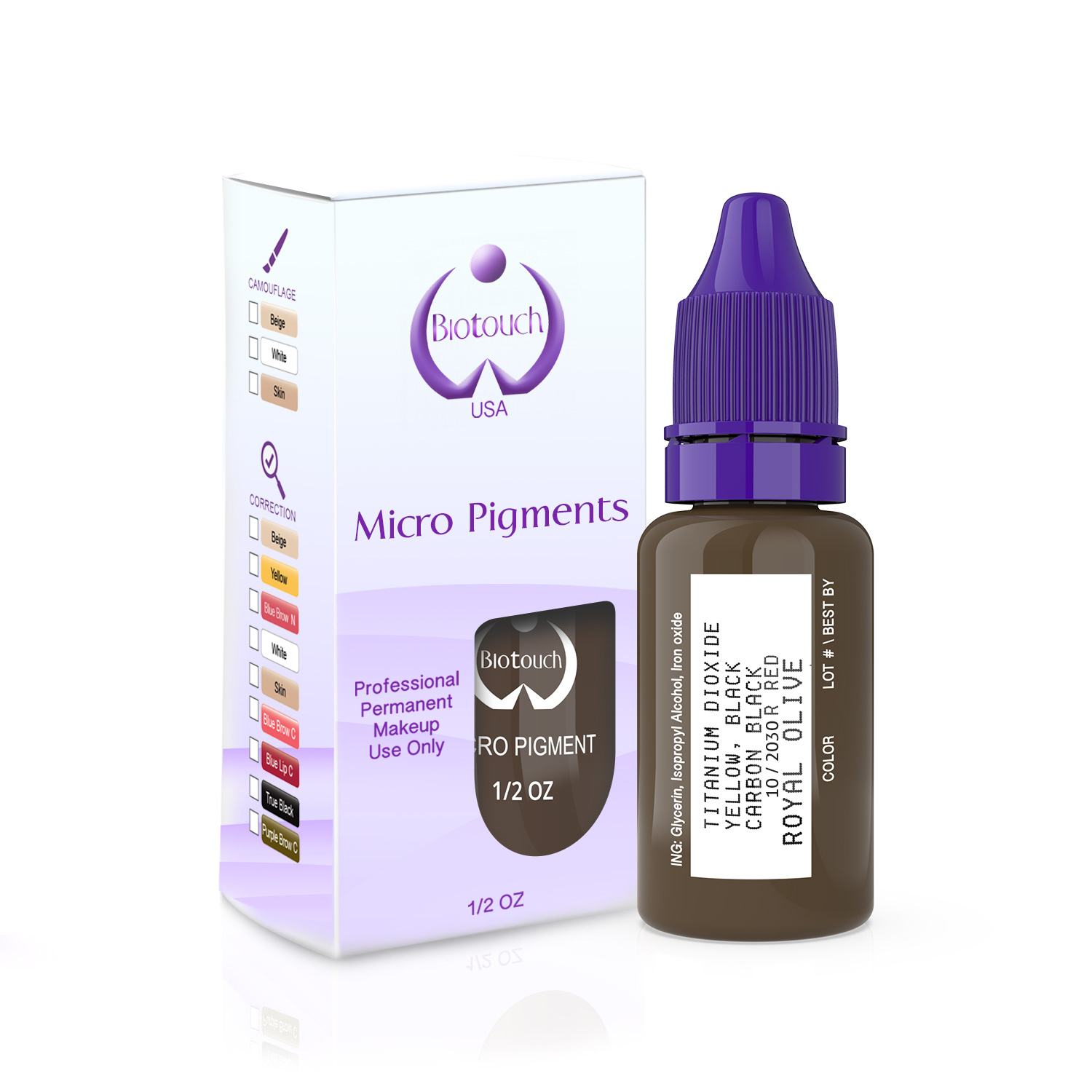 Biotouch Microblading Pigment Royal Olive 25ml Semi Permanent Make up Pigment - Hair Stroke Color MBRO
