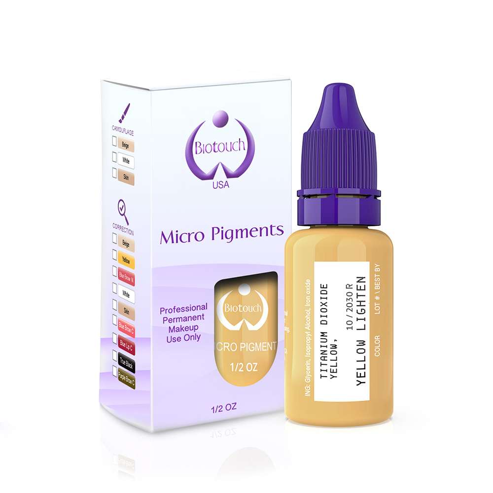 Biotouch Microblading Pigment Yellow Lighten – Organic Hair Stroke Brow Ink for Permanent Makeup & Powder Brows MBYL