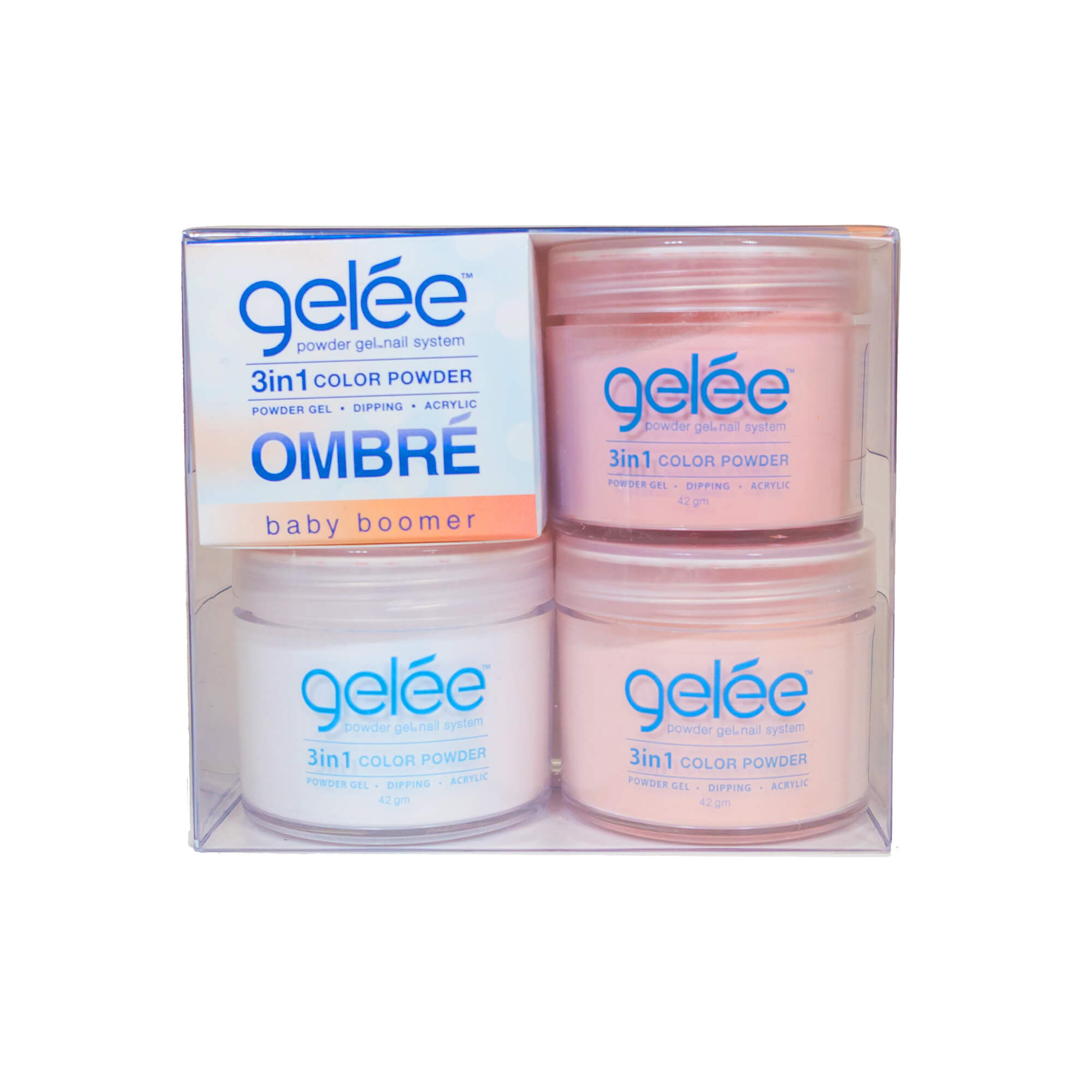 3 in 1 Powder Gel Baby Boomer Ombre Kit, Dip Acrylic Powder Nail Art Manicure System GOM01