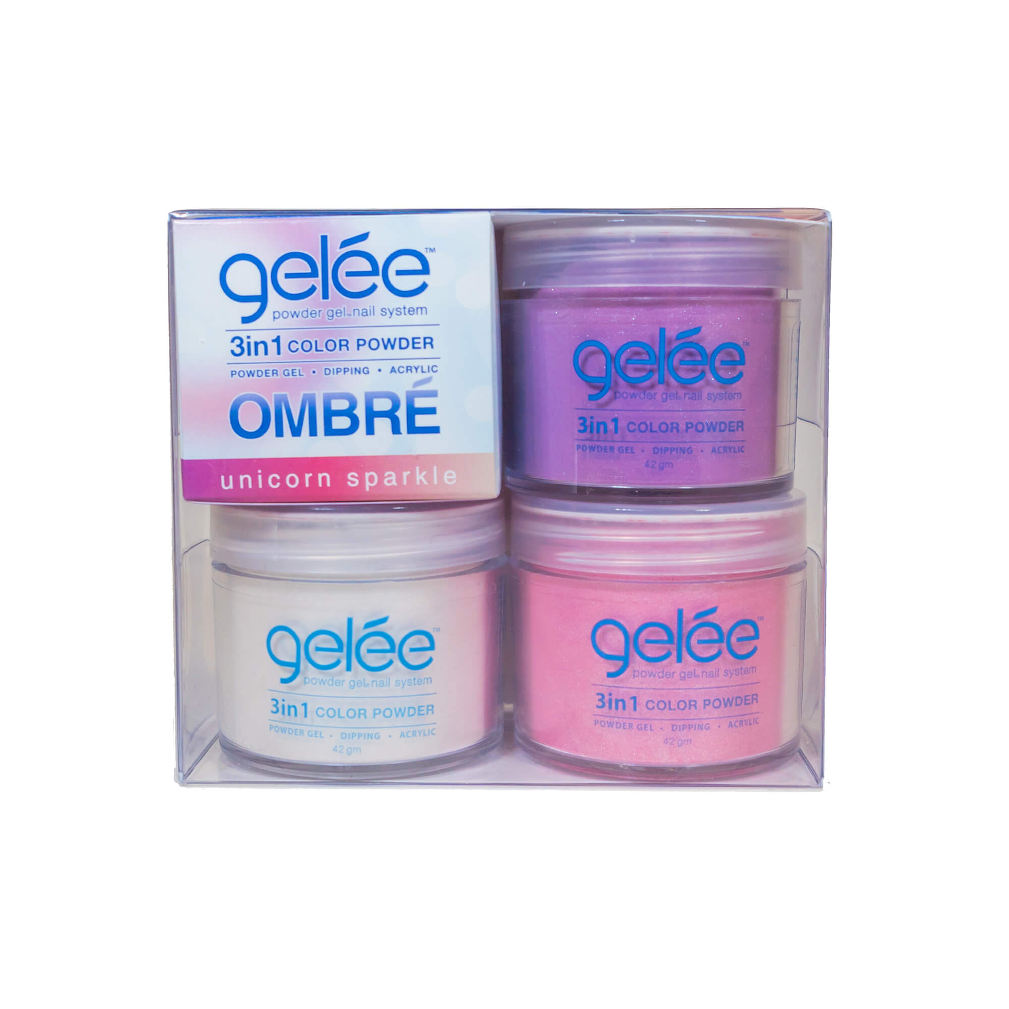 Nail Dipping Gel Powder Unicorn Sparkle Ombre Kit, Dip Acrylic Powder Gel Nail Art Manicure System GOM04