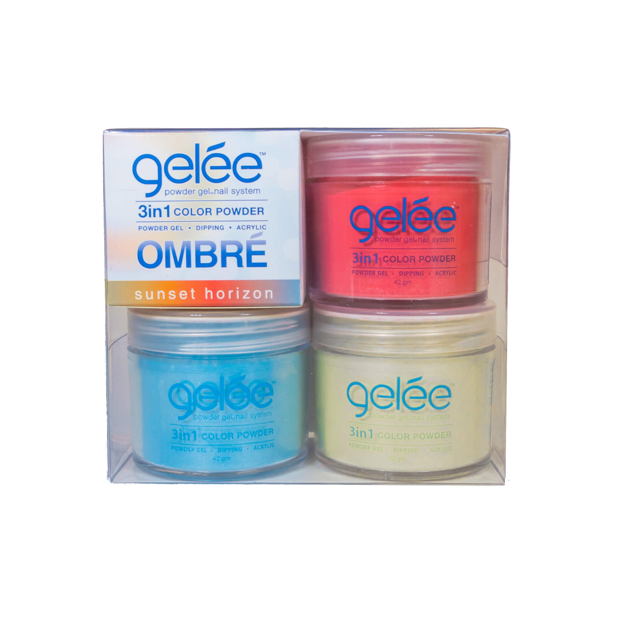 Nail Dipping Gel Powder Sunset Horizon Ombre Kit, Dip Acrylic Powder Gel Nail Art Manicure System GOM05