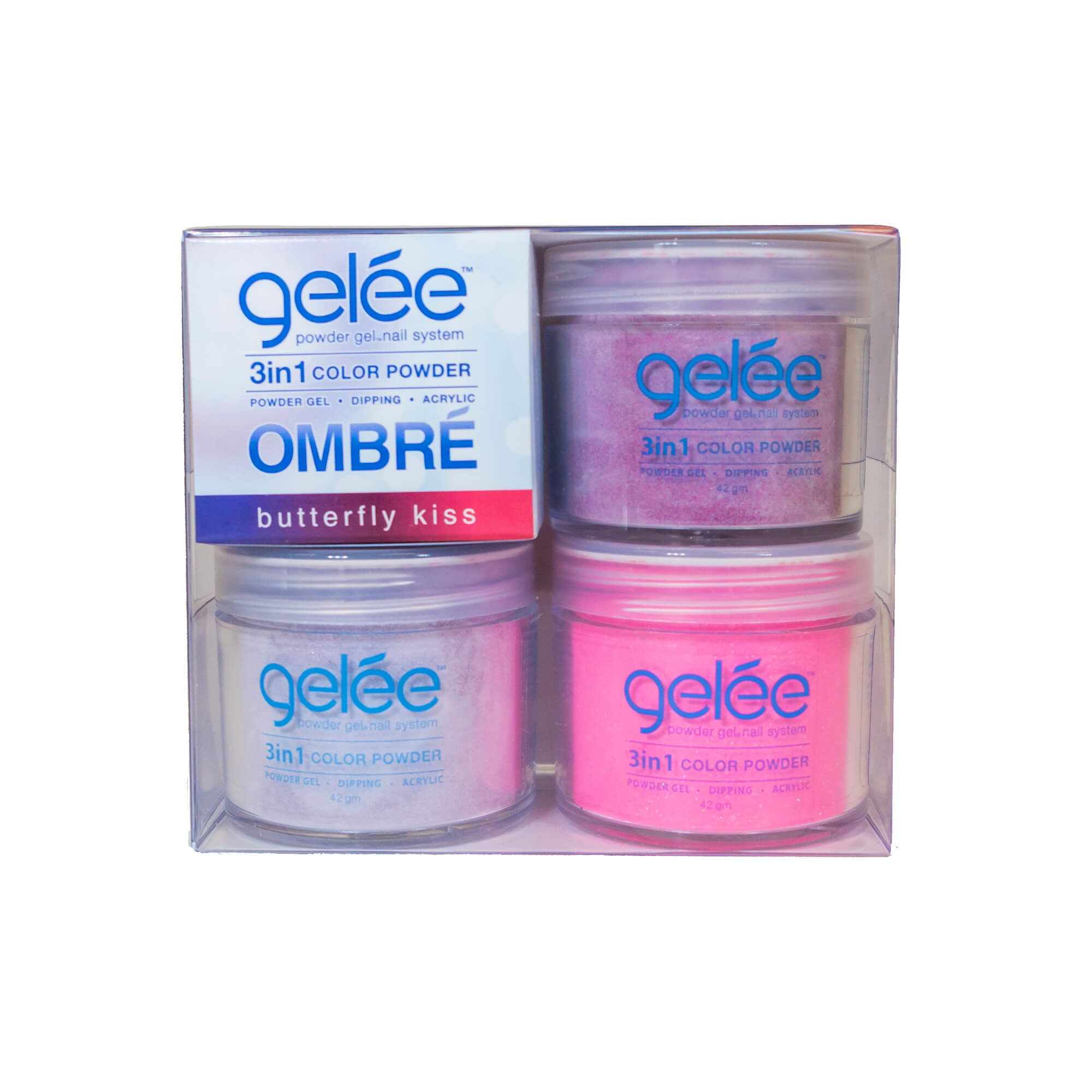 Nail Dipping Gel Powder Butterfly Kiss Ombre Kit, Dip Acrylic Powder Gel Nail Art Manicure System GOM07