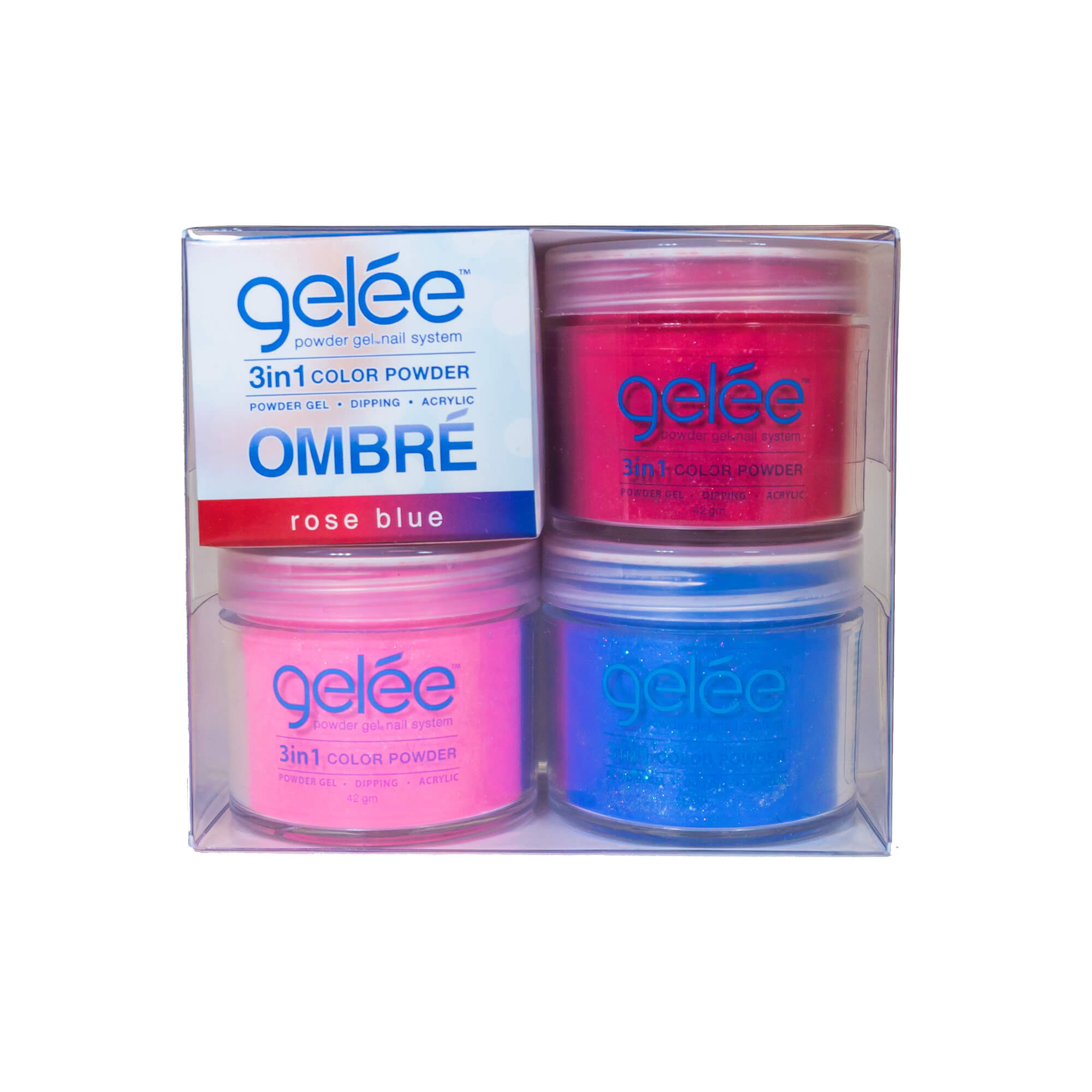 Nail Dipping Gel Powder Rose Blue Ombre Kit, Dip Acrylic Powder Gel Nail Art Manicure System GOM08
