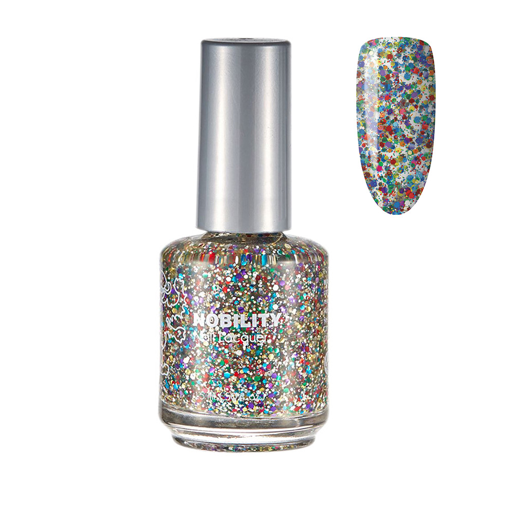 Nobility Nail Lacquer Polish Color Explosion Color Red, green, purple, silver and blue hexes 15ml NBNL112