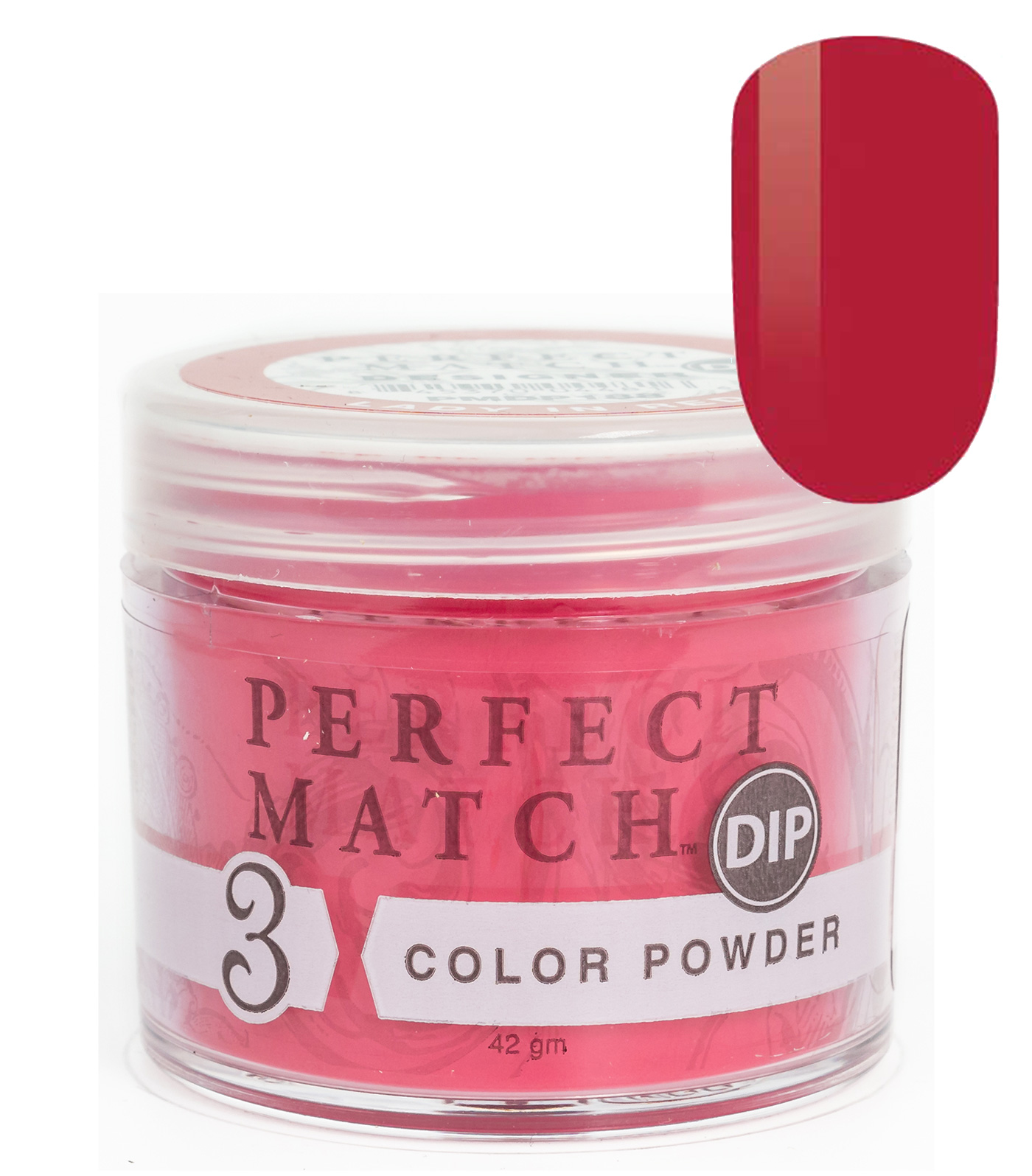 Nail Dipping Powder Lady in Red 42g, Dip Acrylic Powder Nail Art Manicure System by Perfect Match PMDP188
