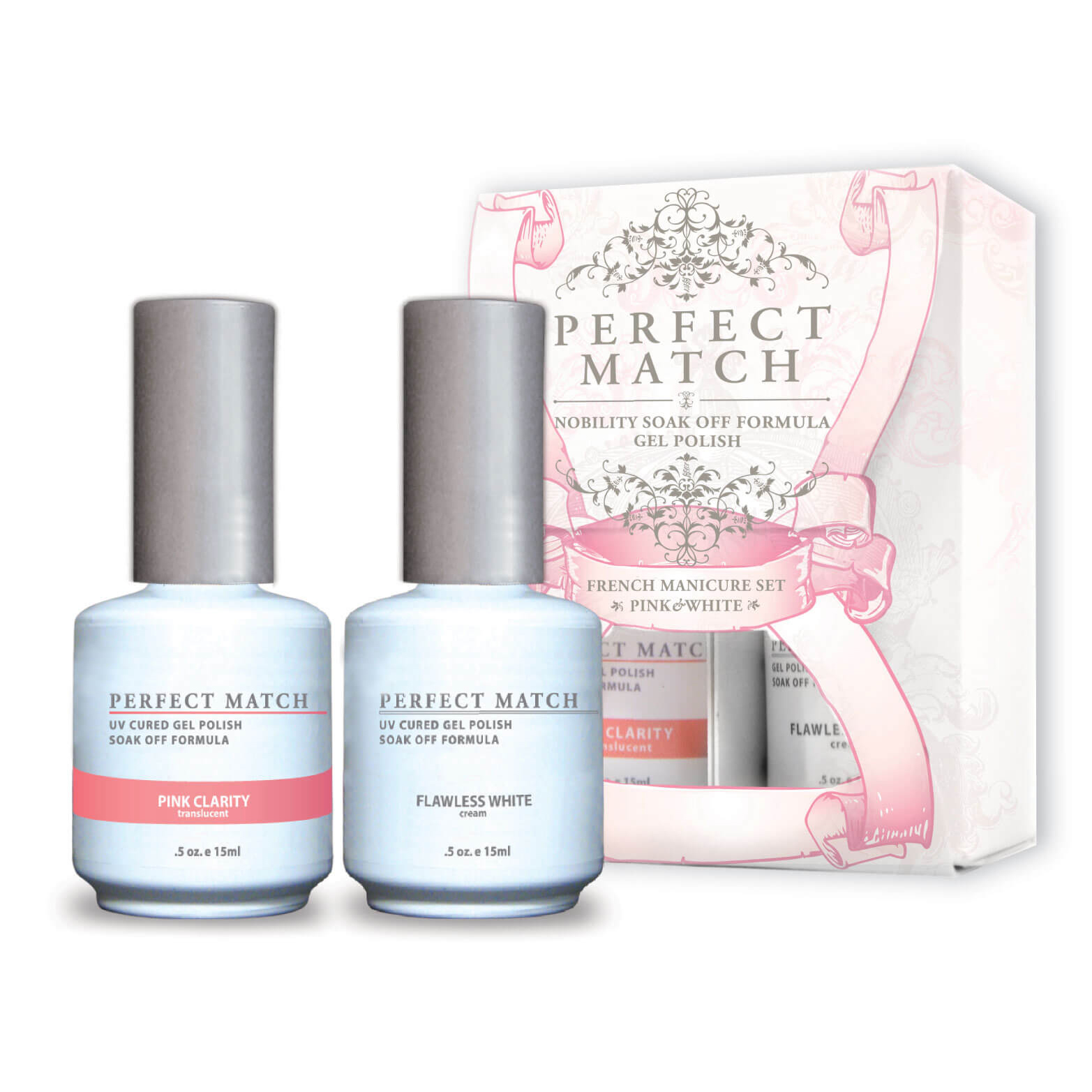 Soak off Gel Nail Polish UV /LED Gel Polish French Manicure Set Pink & White PMSS02