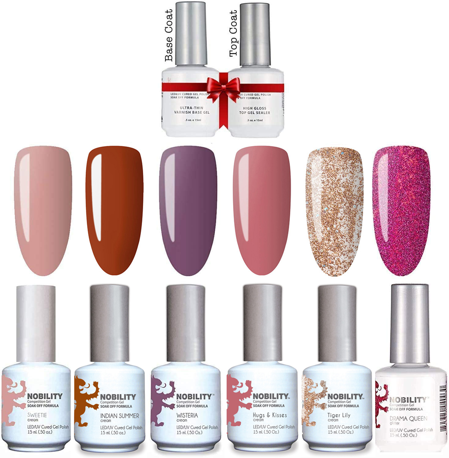 Gel Nail Polish Set Soak Off UV LED Gel With Top Base Coat Nude6K