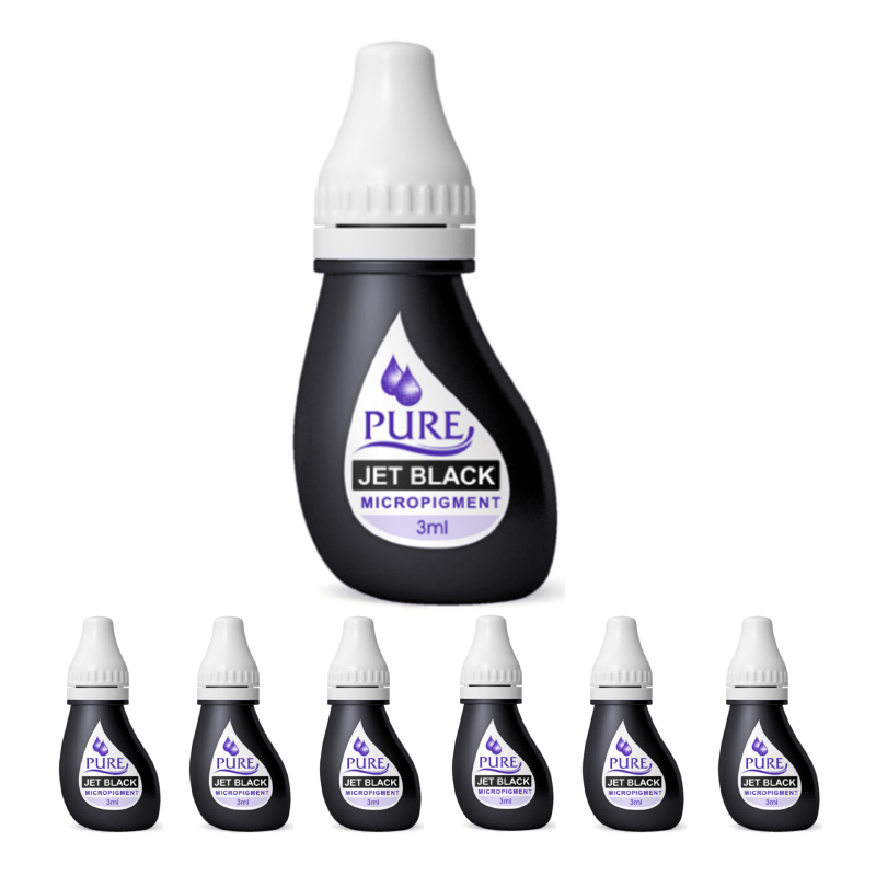 Micropigment Pure Jet Black Pigments Permanent Makeup Eyebrow Shading Cosmetic Tattoo Ink Lip Eyeliner Feathering Hair Stroke Complete Kit PJK