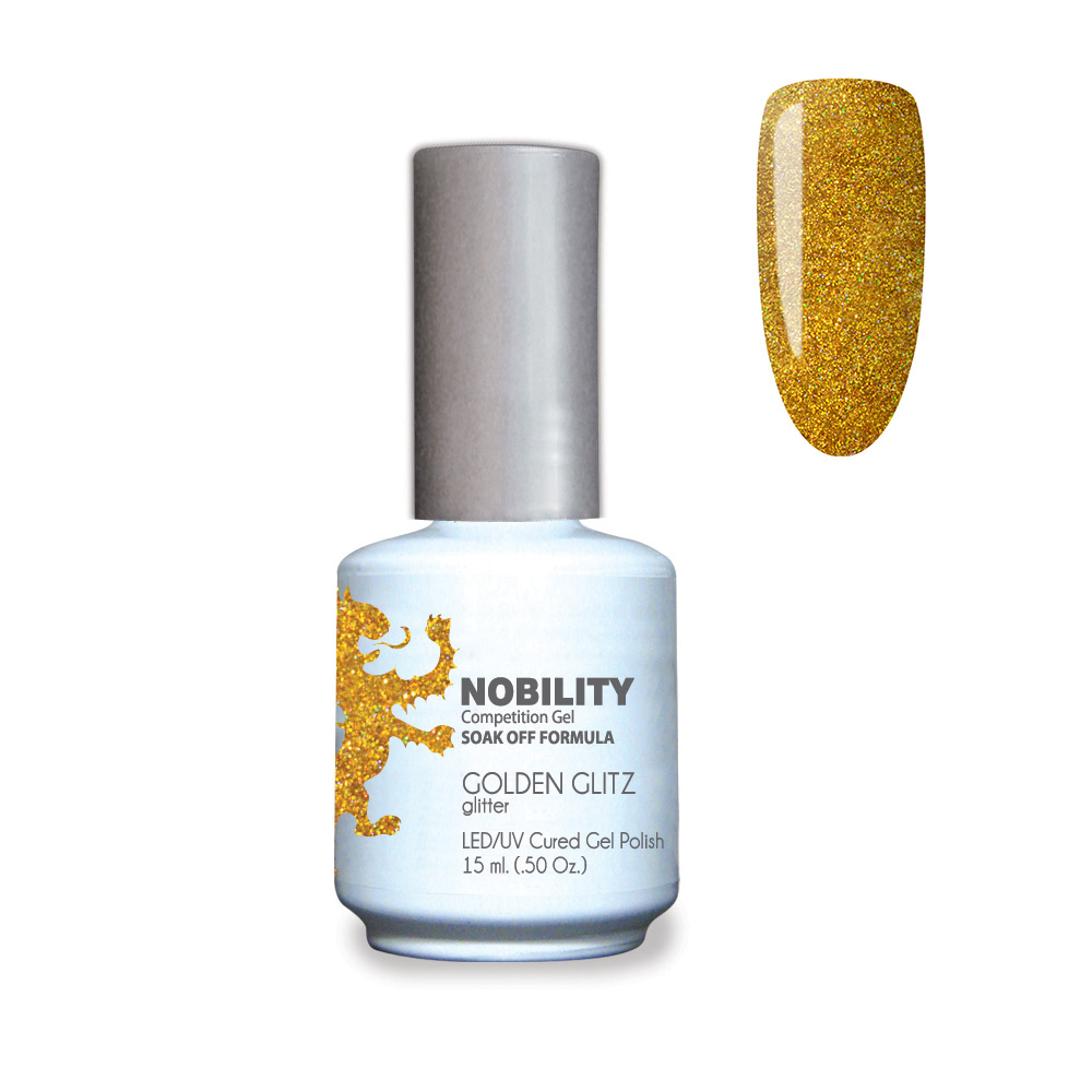 Nobility Soak Off Gel UV/LED Gel nail Polish 15ml Golden Glitz NBGP67