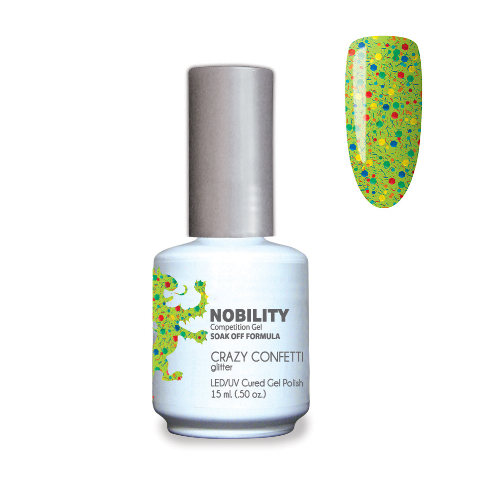 Nobility Soak Off Gel UV/LED Gel nail Polish 15ml Crazy Confetti NBGP108