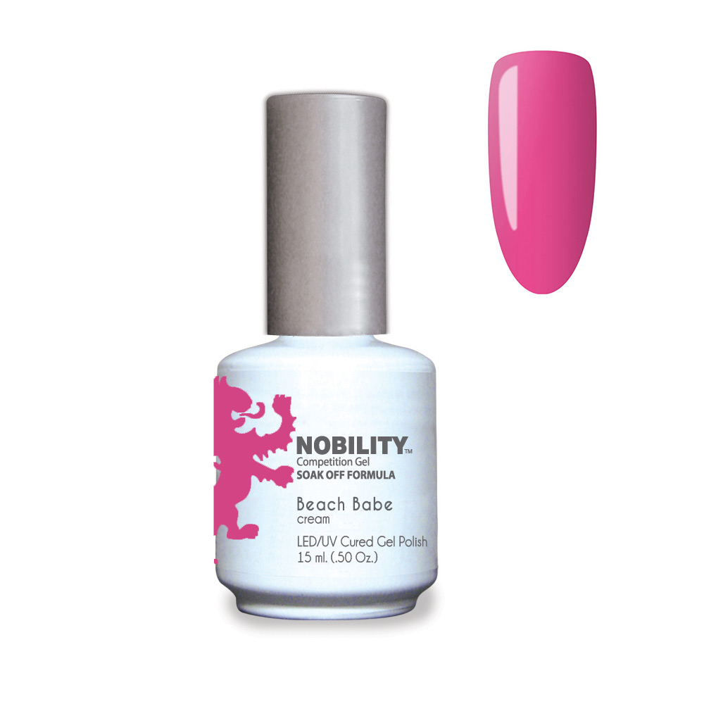 Nobility Soak Off Gel Nail Polish Beach Babe UV-LED Gel Cured Nail Polish Color Neon pink cream 15ml NBGP177
