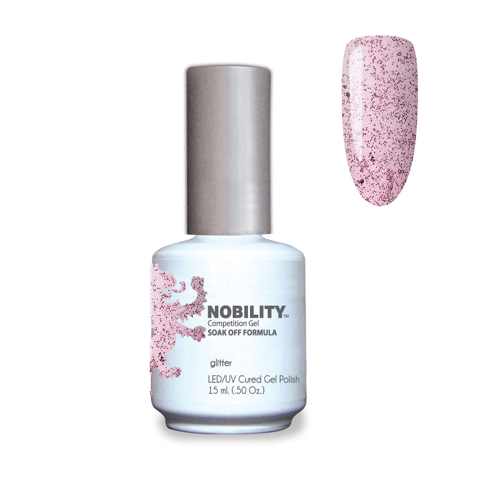 Nobility Soak Off Gel Nail Polish Cupcake Sprinkles UV-LED Gel Cured Nail Polish Color Silver hexes and glitter 15ml NBGP184