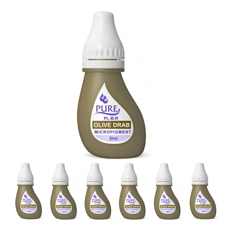 Micropigment Pure Olive Drab Pigment Color Permanent Makeup Eyebrow Shading Cosmetic Tattoo Ink Lip Eyeliner Feathering Hair Stroke Complete Kit POD