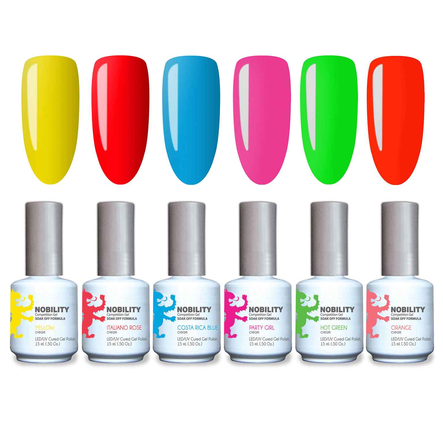 Nobility Gel Polish Kit Neon Colors 6 pcs N6S01