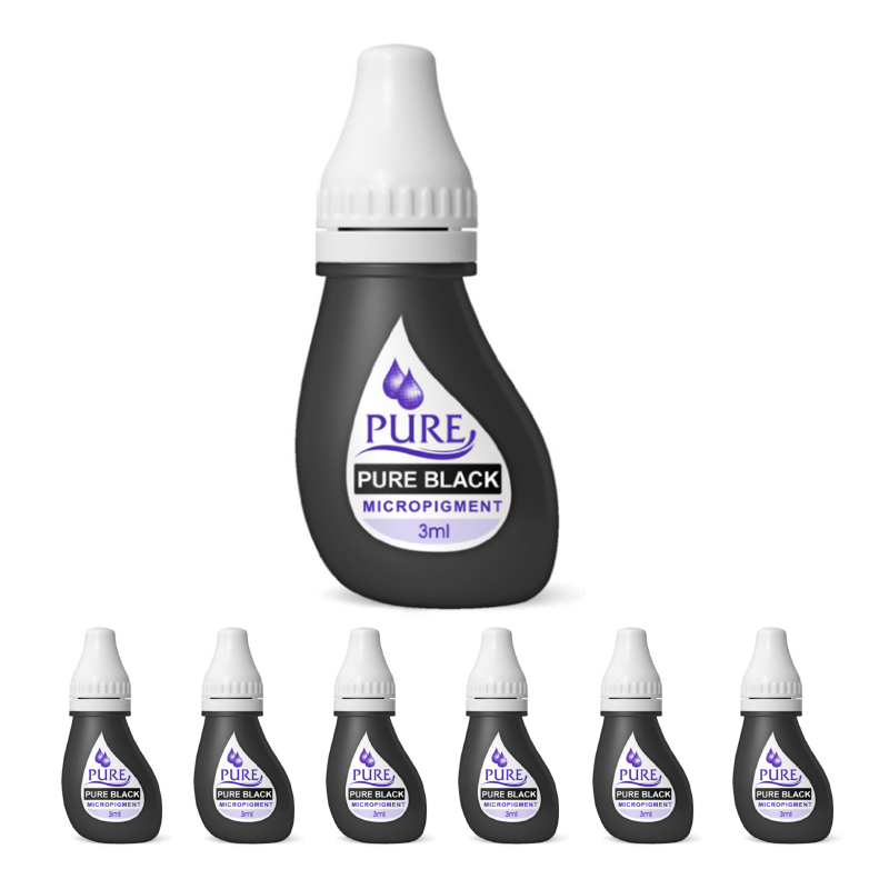 Micropigment Pure Black Pigments Permanent Makeup Eyebrow Shading Cosmetic Tattoo Ink Lip Eyeliner Feathering Hair Stroke Complete Kit PBK