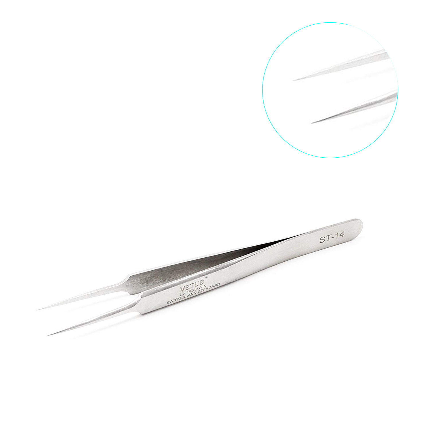 Eyelash Tweezer, Eyelashes Grafting Tweezers Antistatic Stainless Steel Nippers Eyelash Picking Tool for Eye Lash Extensions Supplies Stainless Tweezer Super Fine Tip 110mm ST14