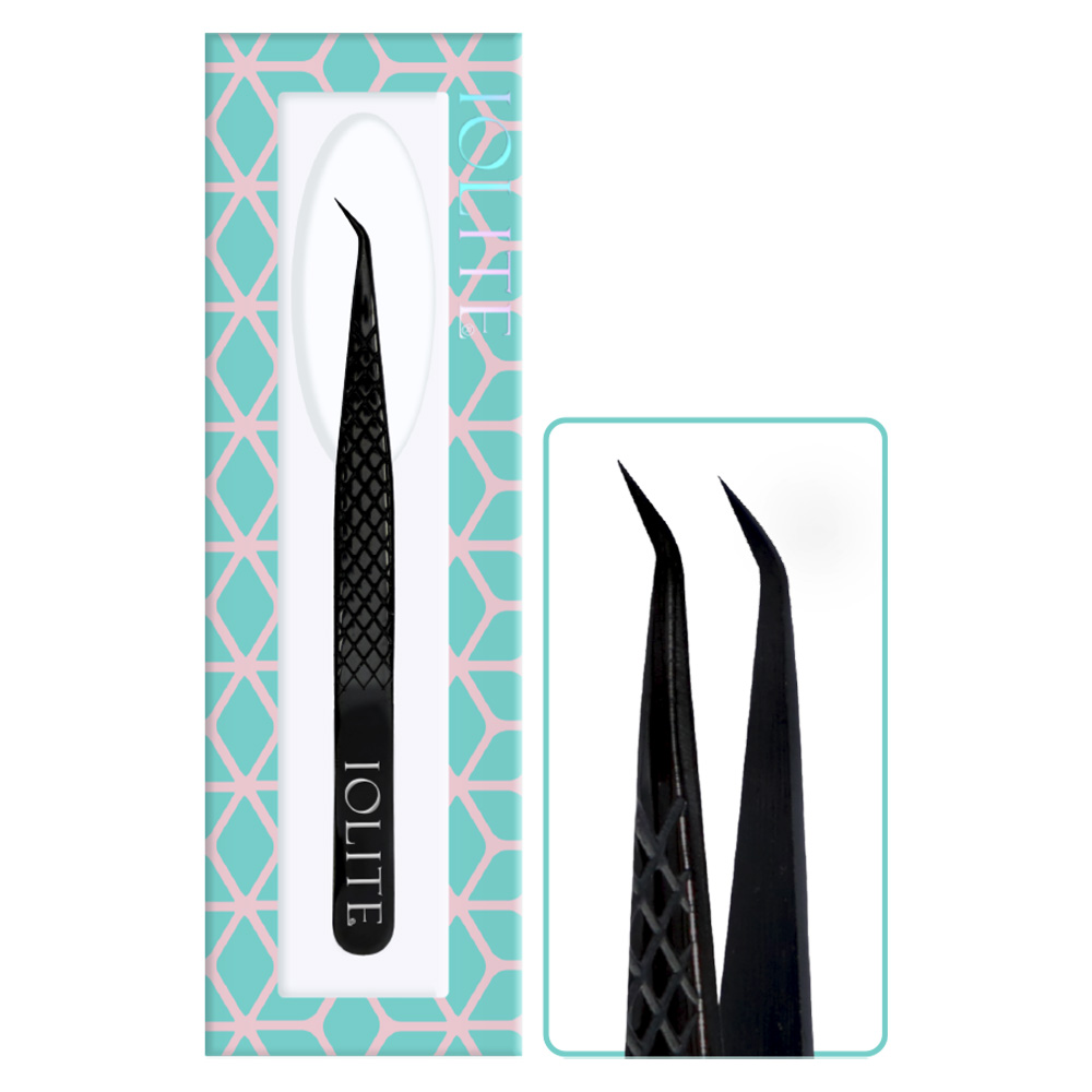 lash View Application Tweezers For Individual And 3D 6D Volume Mink Eyelash Extensions Curved Point Tweezers Professional Stainless Steel Precision Tweezers Angled ITA01