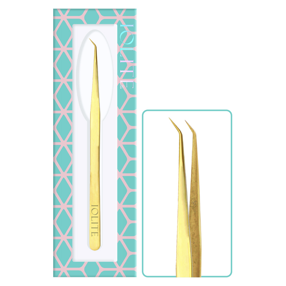 Eyelash Extension Tweezers Set-Precision Tweezers for 2D-6D Volume&Individual False Lashes Extensions with PU Storage Case-Golden Isolation ITI01