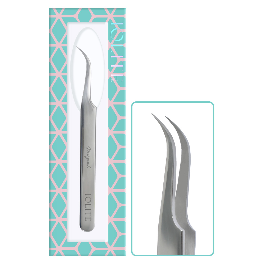 Eyelash Tweezer, Eyelashes Grafting Tweezers Anti-static Stainless Steel Nippers Eyelash Picking Tool for Eye Lash Extensions Supplies Strong Curved ITSC03