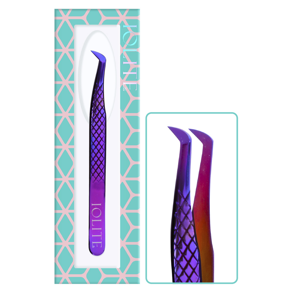Eyelash Extension Tweezers for Volume Lashes Professional Precision Stainless Steel Curved Angled Tips Flat Lashing Tweezers Tools for Individual Eye Lash Extensions Volume ITV01