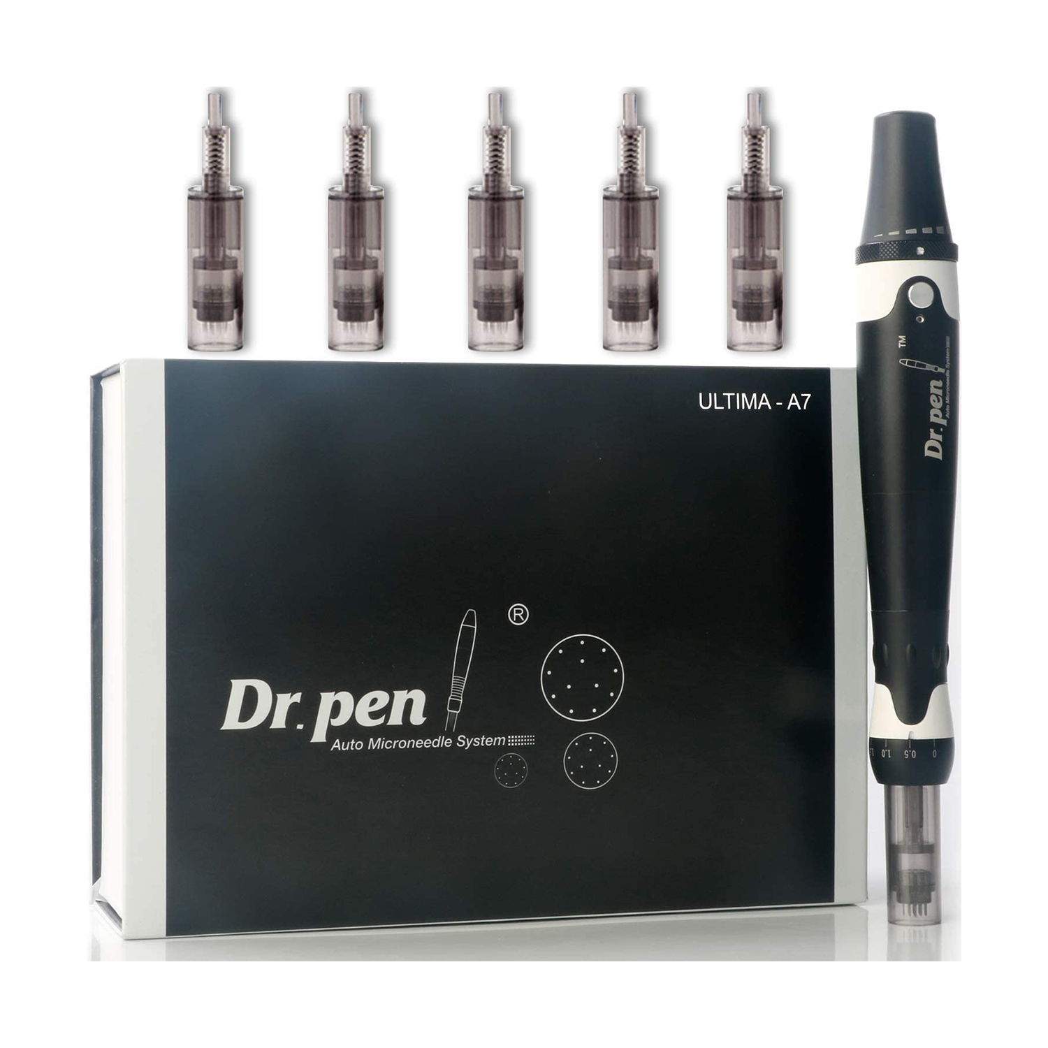 Dr. Pen Ultima A7 Professional Microneedling Pen - Electric Derma Auto Pen - Best Skin Care Tool Kit for Face and Body - 12 pins x2 Cartridges UA7
