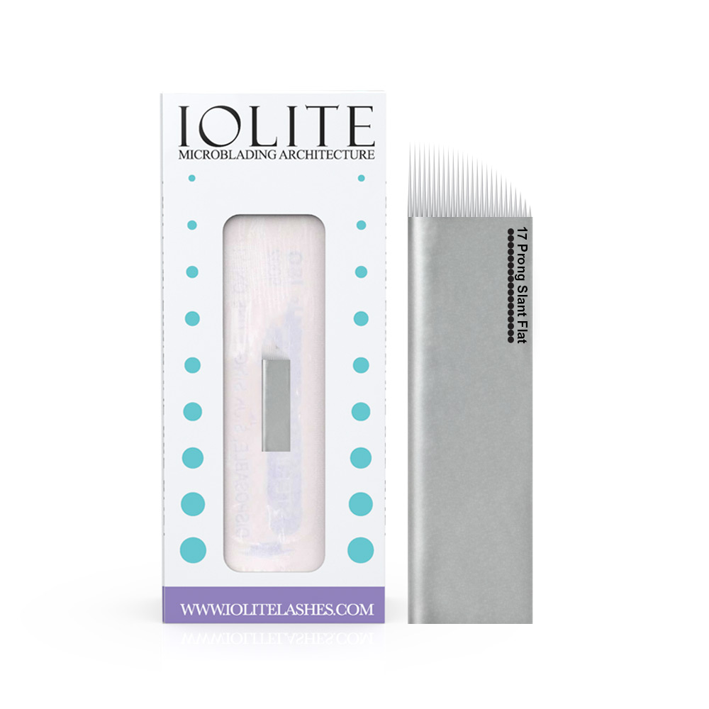 Microblading Needles 17 Prong Slant Flat Needle SPMU NEEDLE Size .25mm, one-time use, disposable blade Sterile packaged 12pcs #IC17PSIL