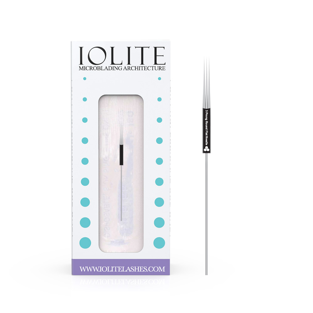 Microblading Needles 3 Prong Round Flat Needle SPMU NEEDLE Size .16mm, one-time use, disposable blade Sterile packaged 12pcs #IR3PBLK