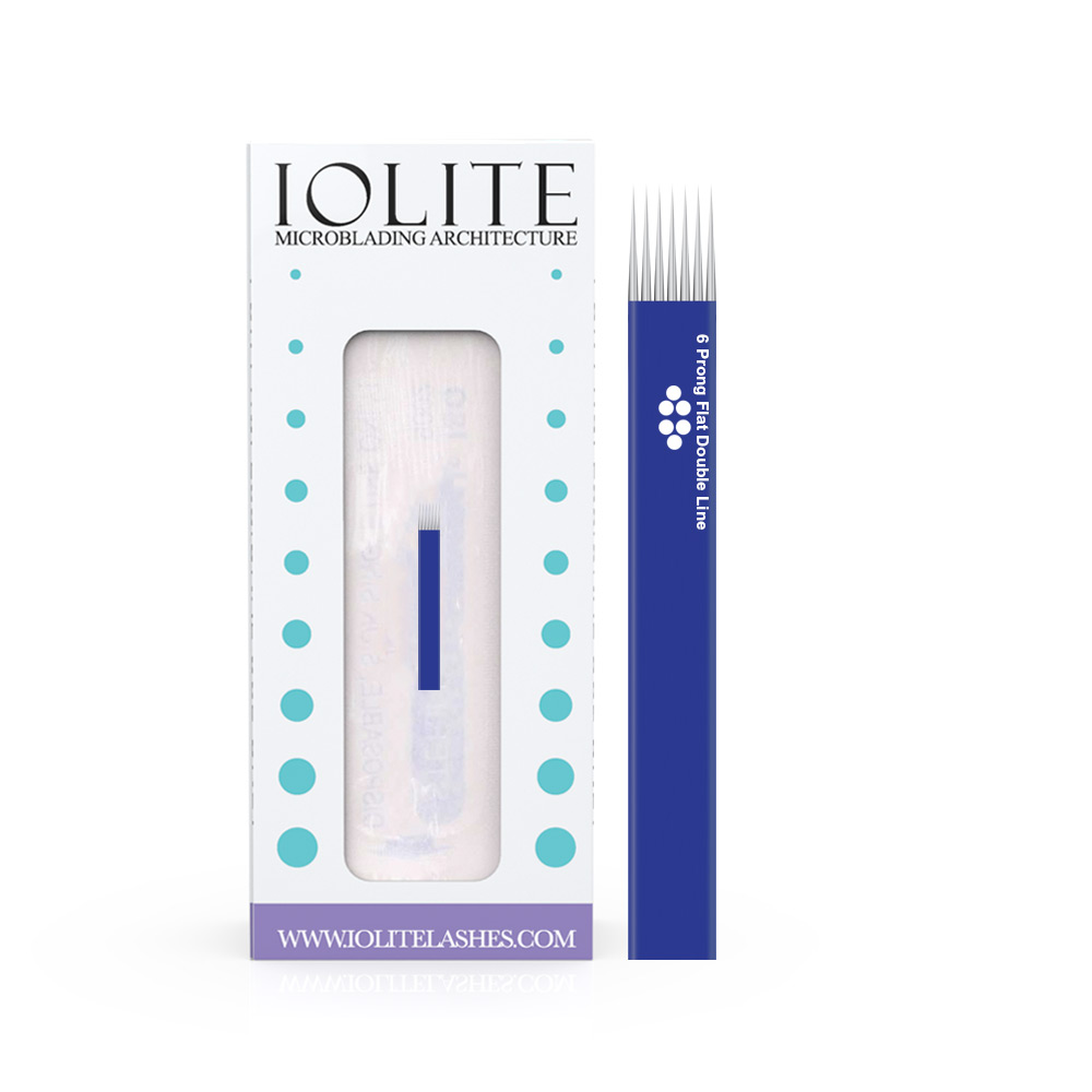 Microblading Needles 6 Prong Flat Double Line SPMU NEEDLE Size .22mm, one-time use, disposable blade Sterile packaged 12pcs #1F6P2R