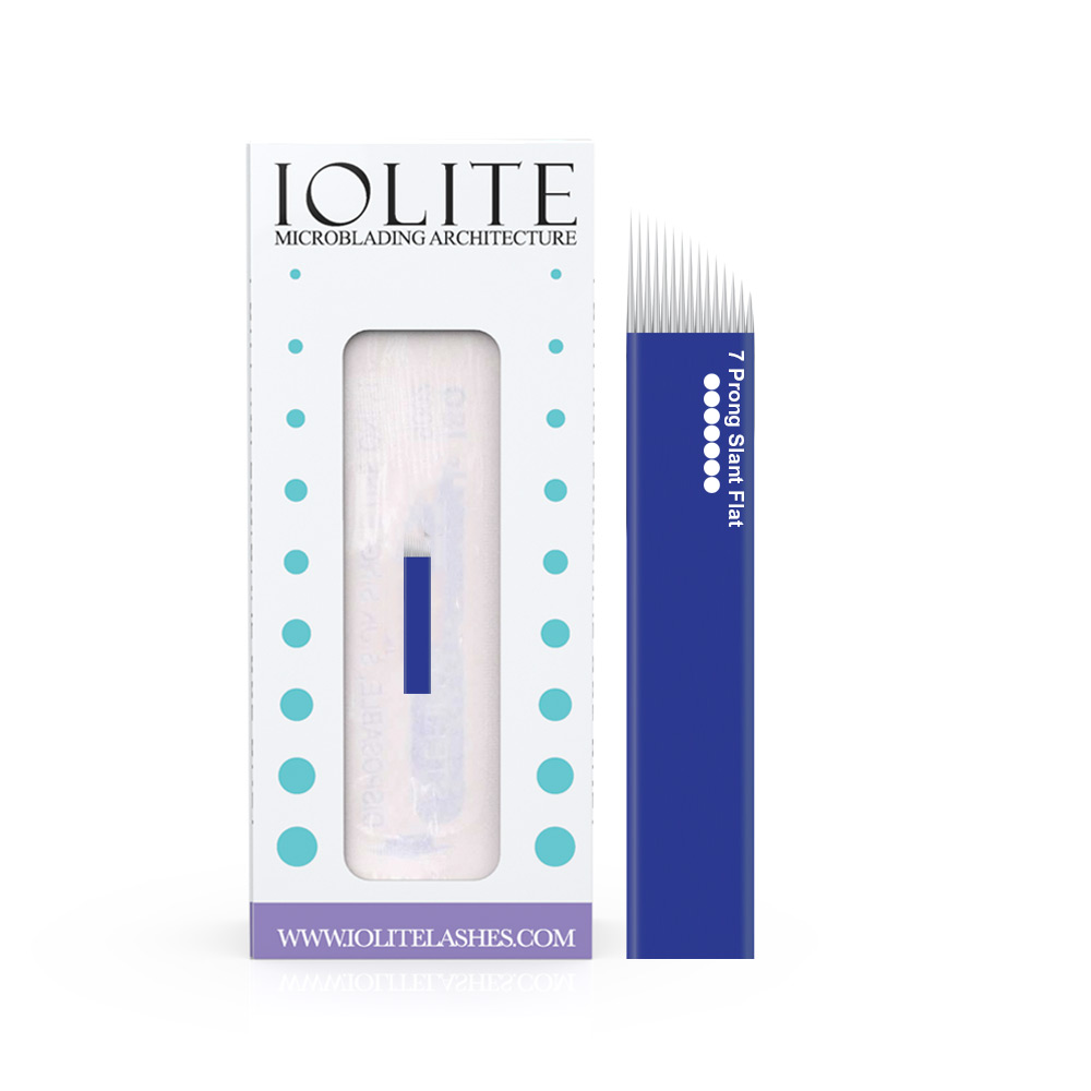 MICROBLADING NEEDLE 7 Prong Slant Flat Needle SPMU NEEDLE Size .22mm, one-time use, disposable blade Sterile packaged 12pcs #IC7PBLU