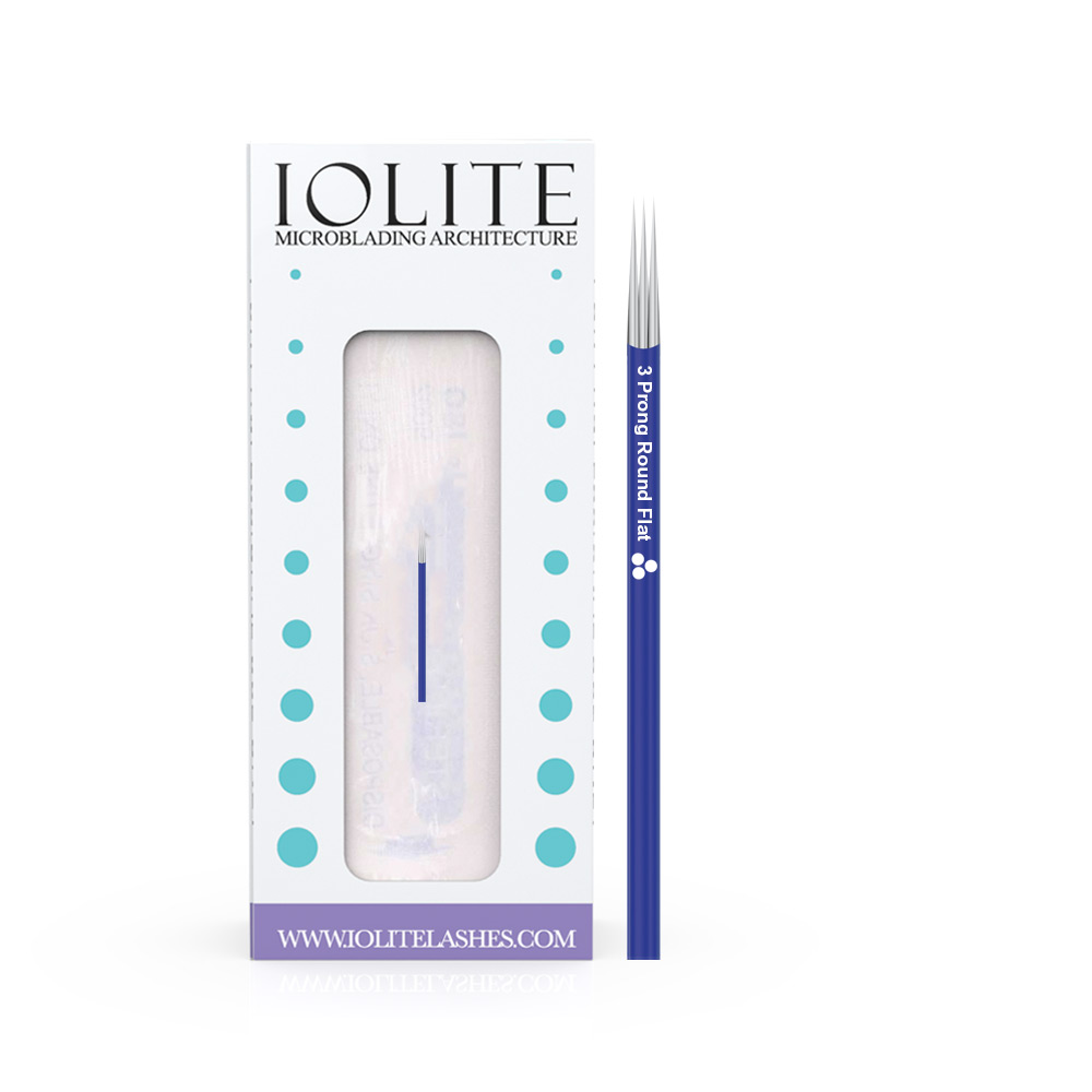 Microblading Needles 3 Prong Round Flat Needle SPMU NEEDLE Size .22mm, one-time use, disposable blade Sterile packaged 12pcs #IR3PBLU