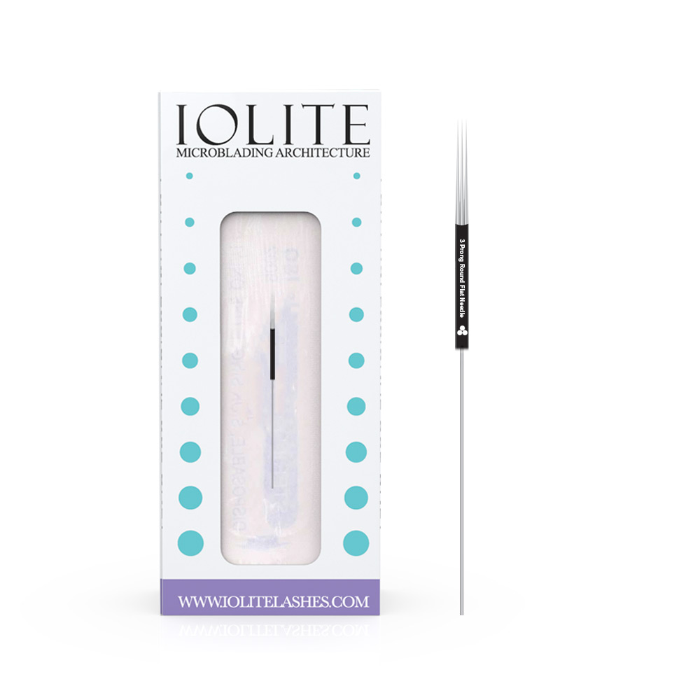 Microblading Needles 3 Prong Round Flat Needle SPMU NEEDLE Size .16mm, one-time use, disposable blade Sterile packaged 12pcs #IR3PBLK2