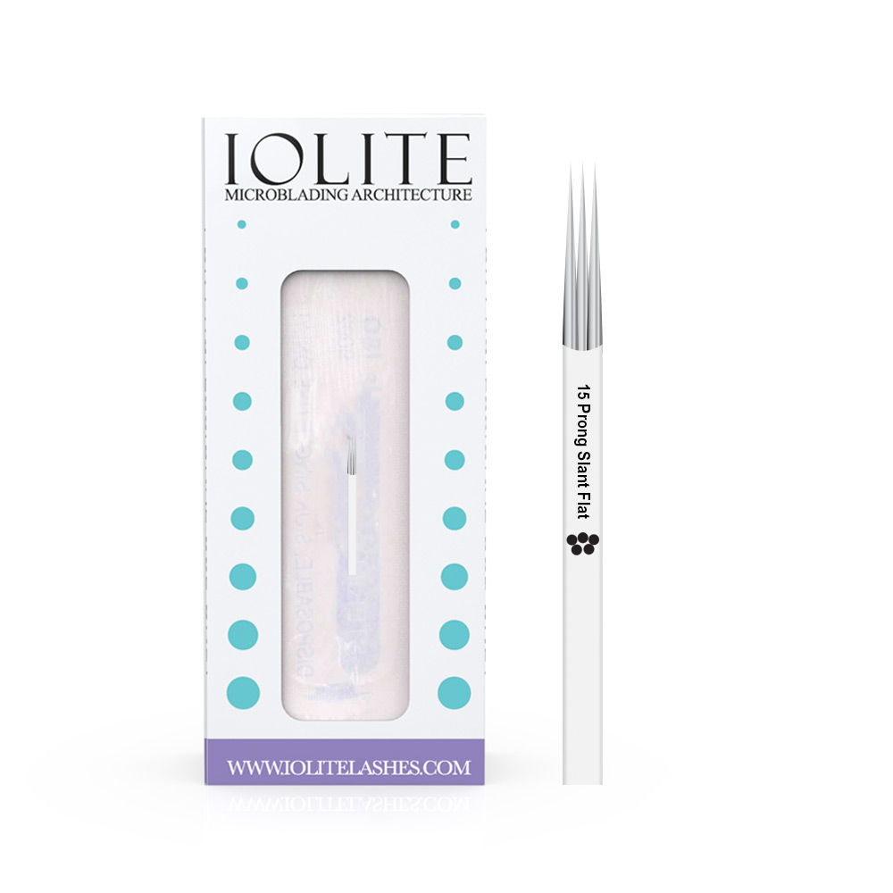 Microblading Needles 5 Prong Slant Flat Needle SPMU NEEDLE Size .18mm, one-time use, disposable blade Sterile packaged 12pcs #IR5PWHT