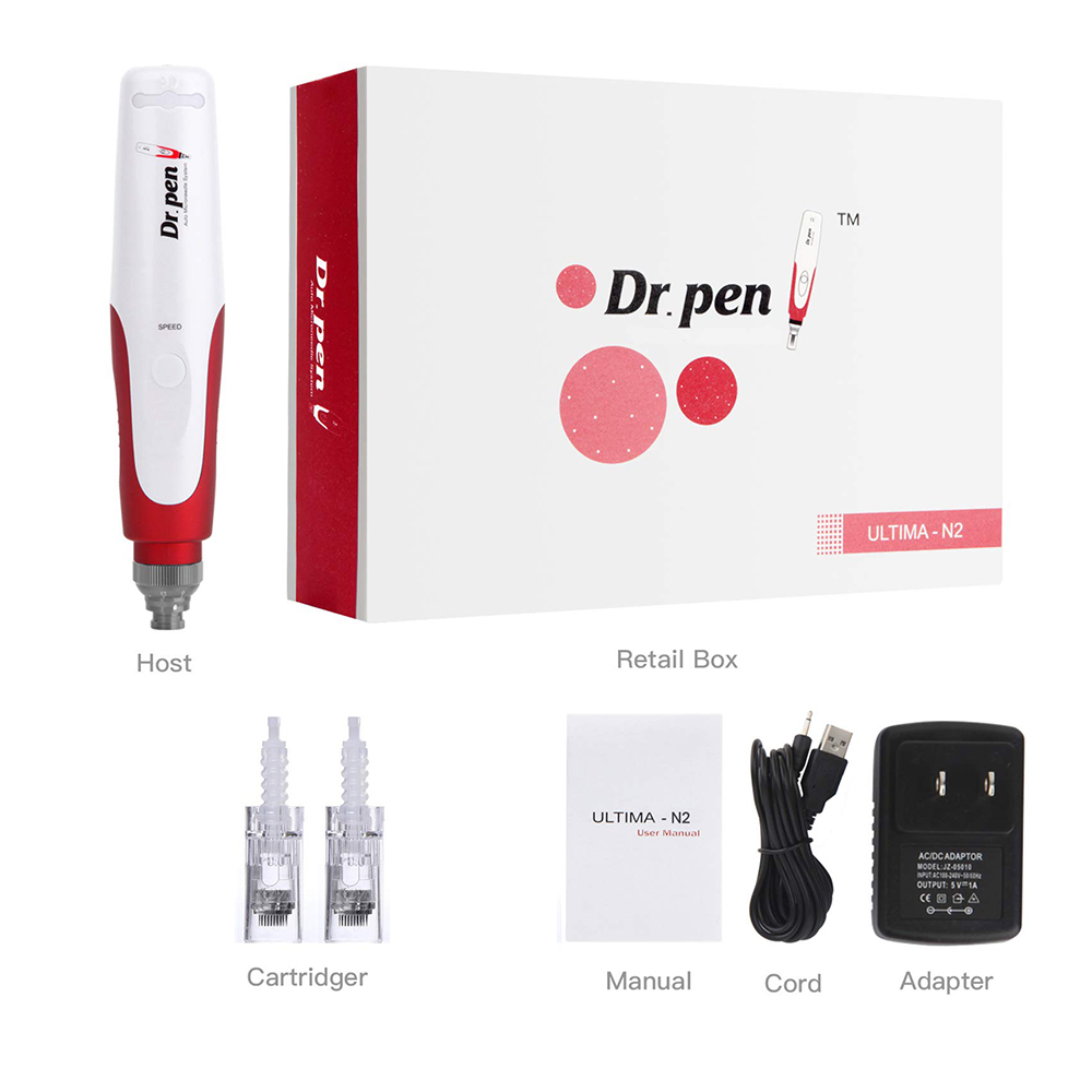 Dr. Pen Ultima N2 Professional Microneedling Pen Wireless Electric Skin Repair Tools with 2 PCS 12-Pin Cartridges