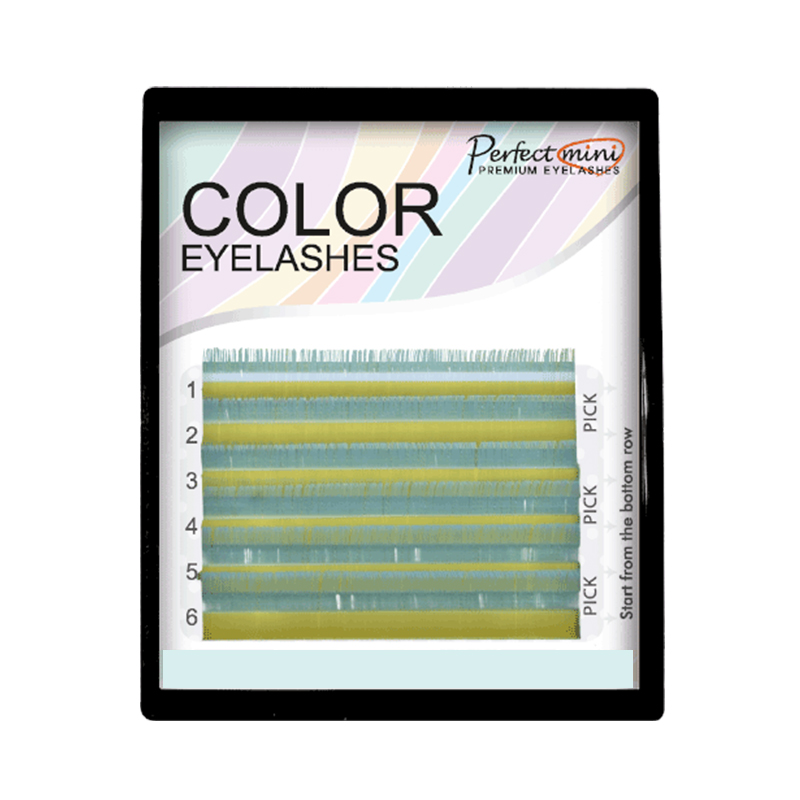 Eyelash extension Color Lashes C Curl Mix 9mm-14mm Color FLUORESCENT Light Blue
