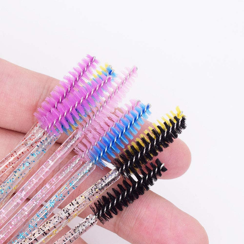 50 Pcs/Set Assorted Colors Disposable Mascara Wands Mini Lashes Brushes Mascara Applicator Micro Spoolie Brushes for Eye Lash CMAS02