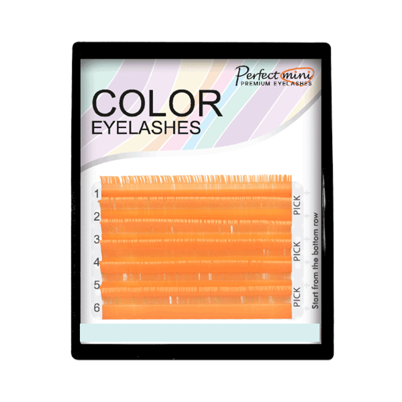 Eyelash extension Color Lashes C Curl Mix 9mm-14mm Color FLUORESCENT ORANGE