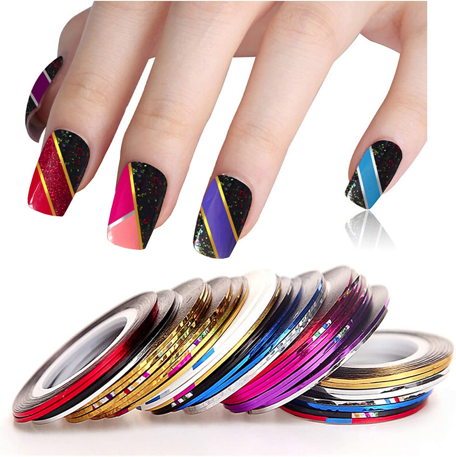 Nail Striping Tape Line Multicolor Mixed Rolls Striping Tape Line DIY Nail Tip Nail Art Decals Decoration Sticker per pc nailartsticker2