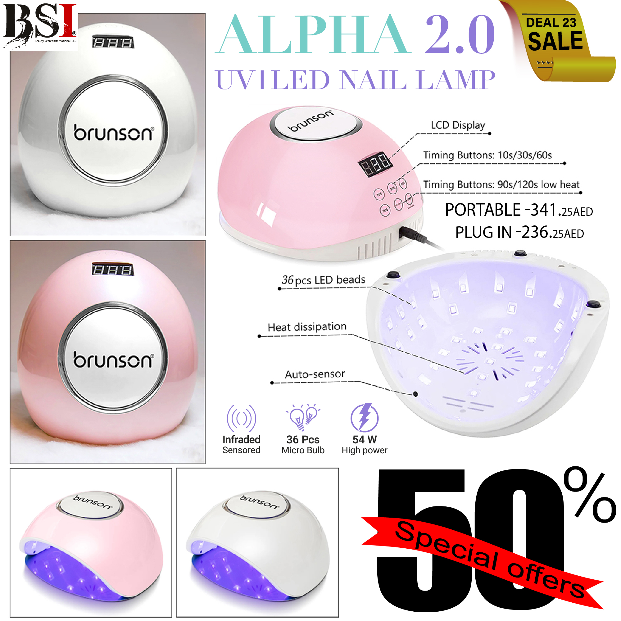 Deal 23: 50% OFF Brunson Alpha UV/LED Nail Curing Lamp | Portable Plug-In Professional Gel Nail Dryer with 1-Year Warranty for Gel Polish, Builder Gel, Nail Extensions, Manicure & Salon Use