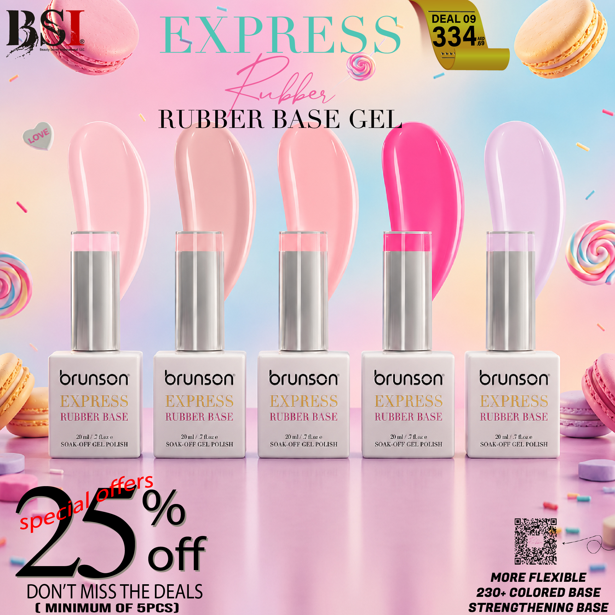 Deal 09: 20% OFF Brunson Rubber Base Gel Polish Bundle | Buy 5+ Pieces & Save | Professional Self-Leveling Builder Base Gel for Nail Strengthening, Gel Manicure, Nail Extensions & Salon Professionals