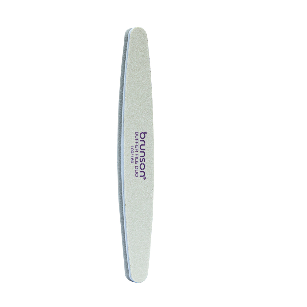 Brunson 2-in-1 Oval Nail Buffer & File – 1pc Duo Gray Cushion Grip, 100/180 Grit – Professional Manicure & Pedicure Tool for Natural Nails SPEB-324-1