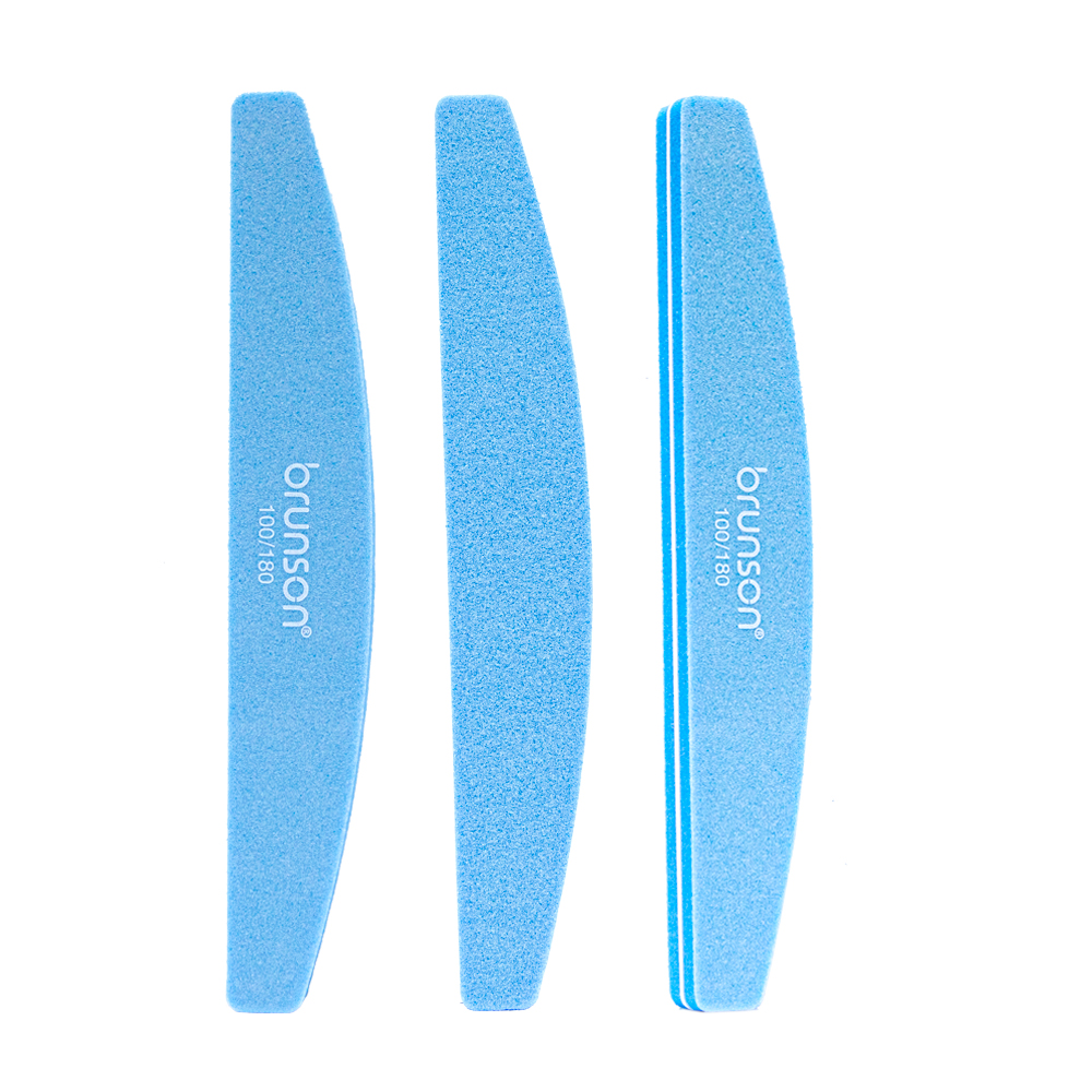 12pcs Nail Professional Buffer File Kit Block Natural Manicure Pedicure Kit Polisher Washable Buffering/Sanding Nails Filer Buffing, Half moonscape sanding in Blue File Set SEB-3215B 100/180 Grit