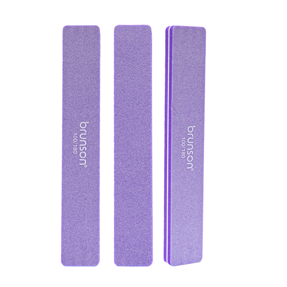 12pcs Nail Manicure Nail Files UV Gel Polish Tools Rectangular Shape sanding Purple nail Buffer SEB-317PR