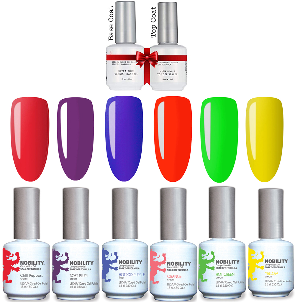 Gel Nail Polish Set, Soak Off Gel with top coat base coat HSN01