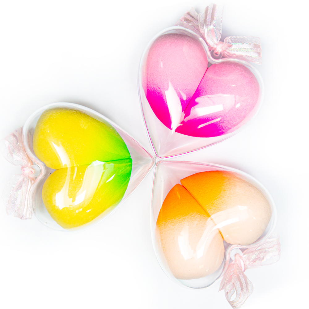 Beauty Blender Complexion Heart Sponge Ombre Coloured pack 2 in 1 Blending Sponge Highlighters, Powder, Cream or Liquid Application HBB01