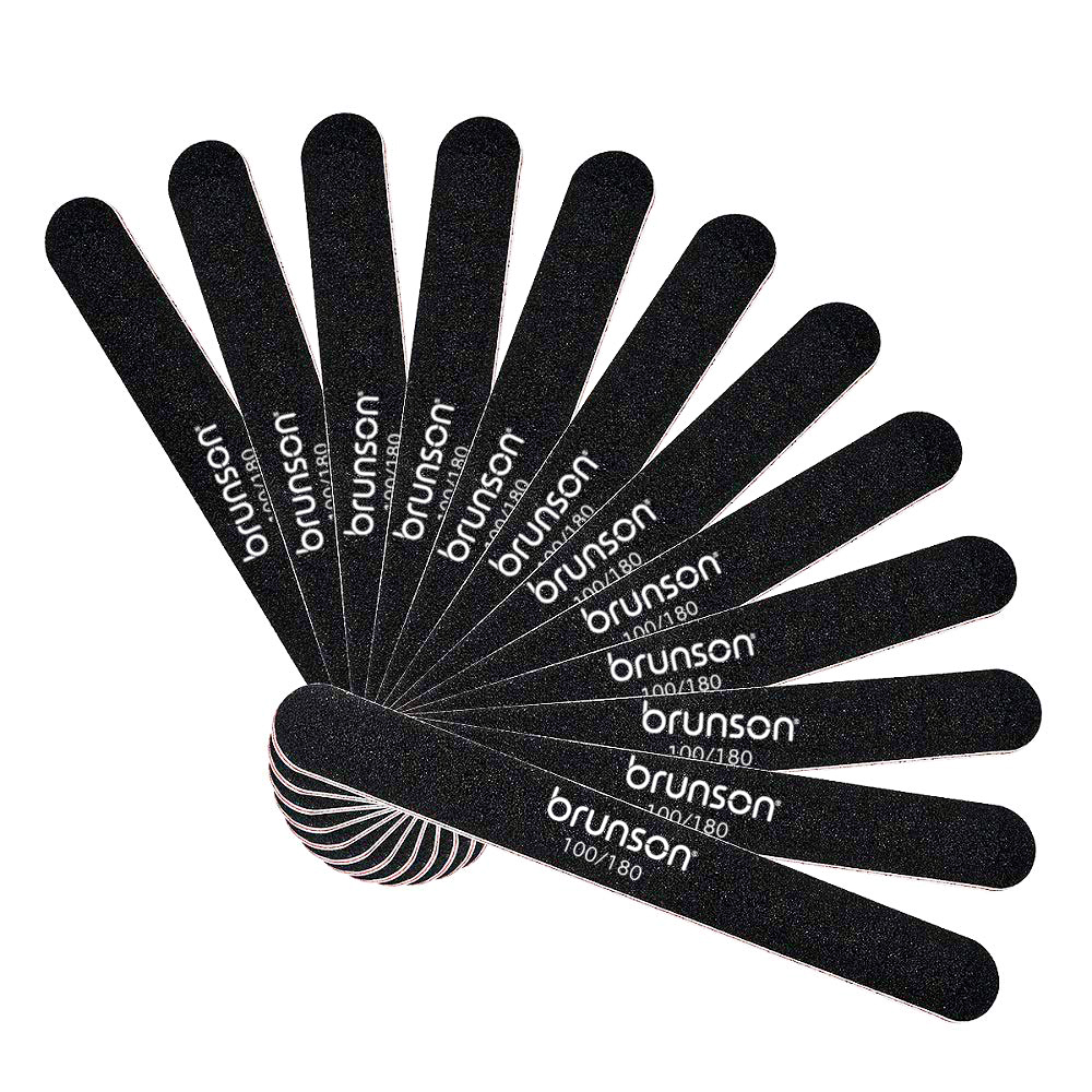 Brunson Pack of 25pcs Professional Nail Files Washable Double Sided Emery Board  7inch (100/180 Grit), Sanding Nails Filer Buffing EB-311B