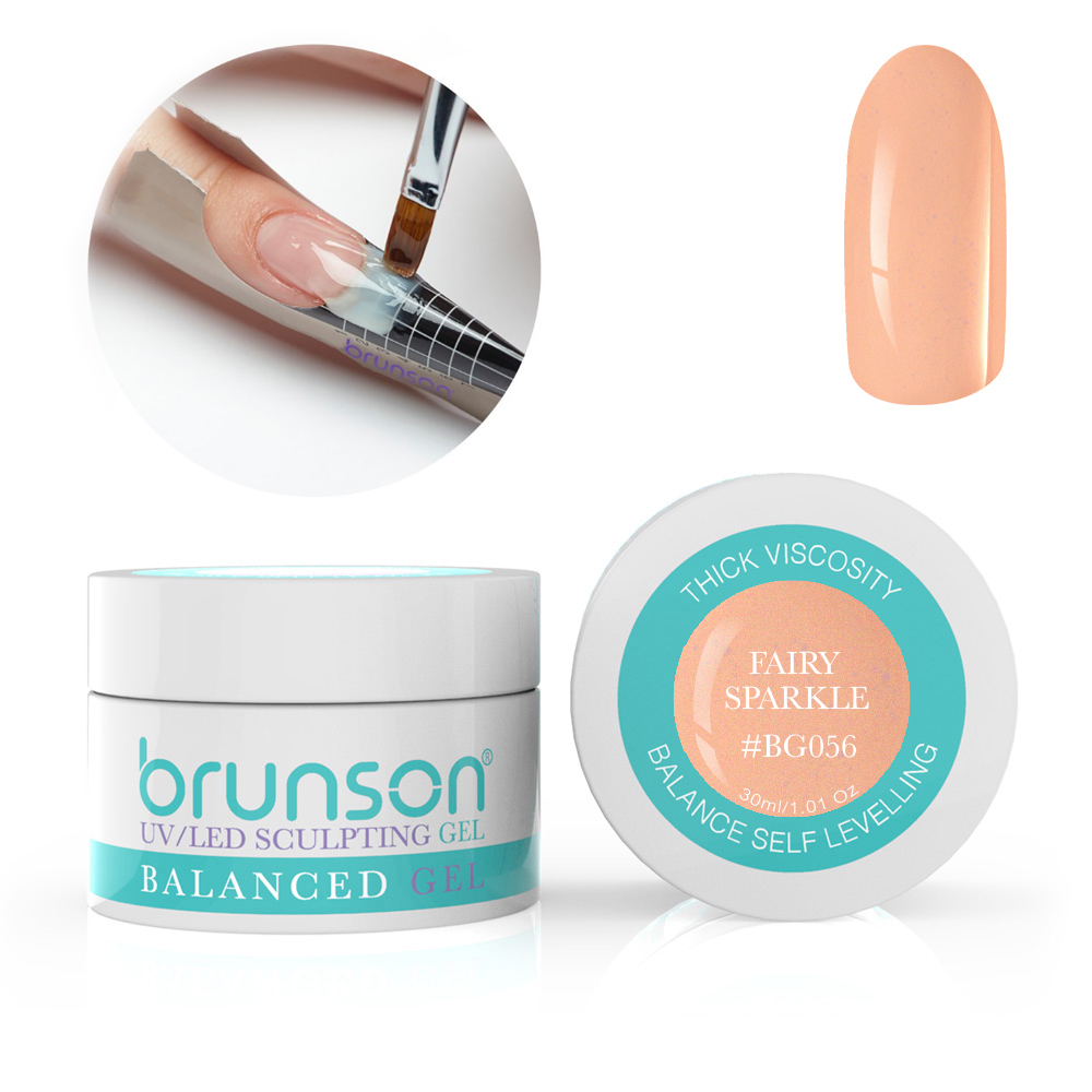 Brunson Sculpting Gel (Fairy Sparkle) 30ml – Professional Self-Leveling UV/LED Builder Gel for Nails, Extensions & Overlays | Salon-Grade Balanced Gel System BG056