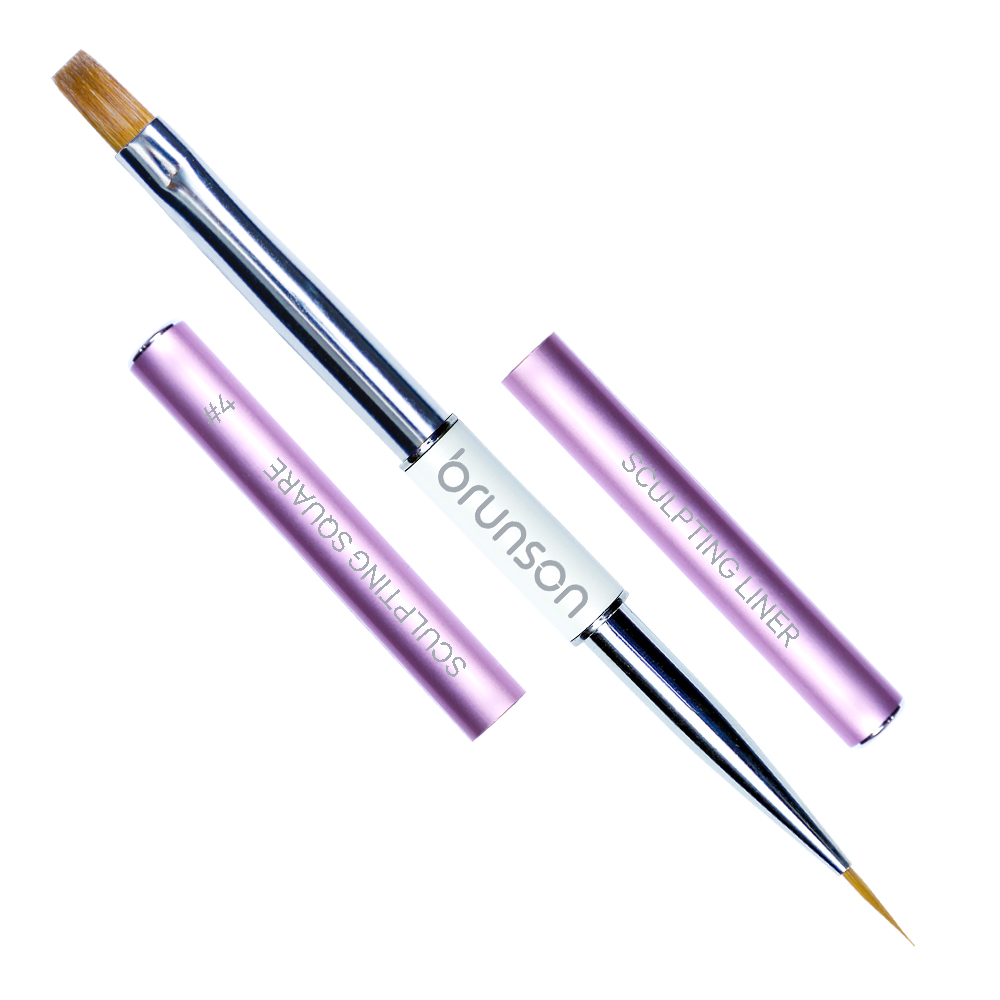 Nail Art Brushes 2in 1 Sculpting Square & Sculpting Liner #4 NABSLS4